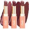 Oulac Set di 3 rossetti con finitura satinata e opaca + rossetto nutriente - Alta pigmentazione e lunga durata - Con burro di karité, idratante, vegano (SG08+SG13+SG14)