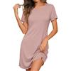 Demegimi Camicia da Notte Donna Maniche Corte Camicia Notte al Ginocchio Morbida e Confortevole Pigiama Estivo a Girocollo