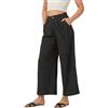 Fakanhui Pantaloni da donna in lino elegante da lavoro casual Capri a righe pantaloni estivi da lavoro a gamba larga in cotone e lino pantaloni, Ziblack, XL