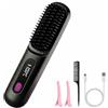 Huayifa Spazzola piastra lisciante per capelli senza fili, 3-in-1 piastra elettrica con display LED e protezione in ceramica, ricaricabile USB, spazzola da viaggio portatile per capelli corti e lunghi 160-200