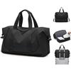 WEPOET Borsone da Viaggio Donna Uomo, Borsa Ospedale Parto con Scomparto Scarpe e Tasca Umida, Borsa Weekend Donna per Fitness e Viaggi， Borsone da Cabina Ryanair Easyjet(Nero)