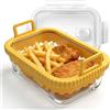 Zinueen Pirofila Airfryer per Ninja & Cosori | Stampo in vetro con coperchio e manici rimovibili | Resistente al calore per accessori Ninja Airfryer AF400EU/AF500EU/SL400EU | Lavabile in lavastoviglie (giallo