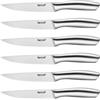 hecef coltelli da bistecca, set da 6 pezzi di coltelli da tavola affilati con lama seghettata e manico cavo ergonomico, coltello da carne in acciaio inox per bistecca e pane, 12,7 cm, argento