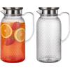 PORFOYO 2 caraffa per succo da 1,8 l, in plastica con coperchio, infrangibile, resistente alle alte temperature, per frigorifero, latte, caffè, limonata