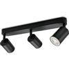 KYOTECH Faretti da soffitto 3 luci plafoniera LED plafoniera Nero faretto orientabile GU10 faretti da soffitto girevoli per 3x lampadine GU10 per cucina soggiorno, lampadine non incluse