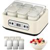 Ysislybin Yogurtiera, Macchina per Yogurt da 1,6L con 6 Vasetti da 250 ml Yogurtiera con Impostazione del Timer da 1 a 99 ore Controllo Della Temperatura da 21 a 48°C e LCD Display per Yogurt Natto Vino di Riso
