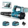 RINOXAR Soffiatore a Batteria Professionale, Brushless Soffiatore Foglie con 2x18V/5200mAh Batterie e caricabatterie, 4 Velocità+Turbo, Velocità Aria 180 km/h, Leggero Potente Soffiatori per il Giardino, Neve