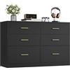 VASAGLE CUSTOS Collezione - Cassettiera Camera da Letto, Mobile con Cassetti, Moderno, Mobile TV per Soggiorno, 6 Cassetti, 40 x 119 x 78 cm, Nero Inchiostro LTS416BC01