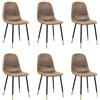 FurnitureR Set di 6 sedie da pranzo in finta pelle scamosciata, stile scandinavo, vintage, per sala da pranzo, gambe nere e dorate, colore: marrone