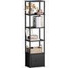 YAUKTAK Libreria Angolare a 6 Ripiani Scaffale Salvaspazio Verticale con Struttura in Metallo e Legno Scaffale Libreria con 1 Cassetto per Soggiorno, Camera da Letto e Ufficio Nero HBC505B