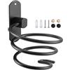 UptVin Supporto Asciugacapelli, Porta Phone Bagno da Muro Supporto Asciugacapelli in Alluminio Design a Spirale con Porta Cavo Accessori Bagno, Nero