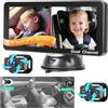 Inefala Telecamera per Auto per 2 Bambini, Schermo Diviso 6,86 Pollici Schermo IPS HD con Doppia Telecamera, Visione Notturna IR e Rotazione a 360°, Facile Installazione, Compatibile con Tutte Le Auto