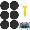 Lyreh 6 Pz Kit Riparazione Toppe Trampolini, 10x10cm Toppa Autoadesiva in Gomma per Trampolini con Raschietto per Fori Strappi (Rotonda)