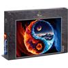 Ulmer Puzzleschmiede - Puzzle da 1000 pezzi Fire and Ice - Intensivo simbolo Yin Yang con le forze della natura in colori sorprendenti - Qualità Puzzle, Made in Germany