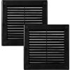 Vent Systems 250 x 250 mm - 2 pezzi - Nero - Copertura di ventilazione - Piatta e quadrata con zanzariera - Prese d'aria HVAC per bagno, ufficio casa - Griglia di ventilazione/copertura