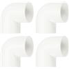 QUARKZMAN 1-1/4 Gomito a 90 Gradi, 4 Pezzi Raccordi per Tubi in PVC 2 Vie Gomito Angolo Destro Uscita Laterale Adattatore Accoppiamento Raccordi in PVC per Costruzione, Bianco