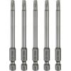 QUARKZMAN 5Pcs T25 Punta A Torx Con Attacco Esagonale 1/4 Lunghezza 3.15 (80mm) Punta Magnetizzata Senza Foro Anti-Manomissione A 6 Punte Stellate Per Avvitatore In Acciaio S2.