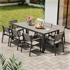Devoko HDPS Set Tavolo e Sedie da Giardino 9 Pezzi Resistente alle Intemperie, Completo di Tavolo 189 cm e 8 Sedie da Esterno in Alluminio, Finitura a Vena di Legno e Facile da Manutenzionare (Grigio)