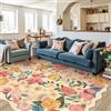HUGEAR Beige Tappeto Salotto 160x230cm Camera da Pranzo Antiscivolo Tappeti Lavabile In Lavatrice Carpet Moderno Motivo Floreale Esterno Pelo Corto Misure Grandi Cameretta Sala Rug