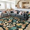 HUGEAR Nero Tappeto Salotto 160x230cm Camera da Pranzo Antiscivolo Tappeti Lavabile In Lavatrice Carpet Moderno Motivo Floreale Esterno Pelo Corto Misure Grandi Cameretta Sala Rug