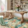 HUGEAR Verde Tappeto Salotto 80x150cm Camera da Pranzo Antiscivolo Tappeti Lavabile In Lavatrice Carpet Moderno Motivo Floreale Esterno Pelo Corto Misure Grandi Cameretta Sala Rug