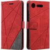 SONWO Cover per Sony Xperia XZ1, Flip Caso in PU Pelle Case Cover Portafoglio Custodia per Sony Xperia XZ1, [Kickstand] [Slot per Schede], Rosso
