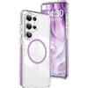 QIWEIQING Custodia Trasparente per Samsung Galaxy S24 Ultra, [Compatibile con MagSafe] Magnetica Sottile Anticaduta Anti-ingiallimento Protezione Militare Cover per Samsung S24 Ultra. Viola CT