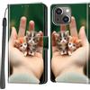 Haninsuze Cover per iPhone 13 / iPhone 14, Custodia Interno TPU Antiurto Portafoglio con Disegni [schede Fessura] [Supporto Stand] Cover Libro in PU Pelle (Gatto)