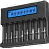 CITYORK 18650 Caricabatterie, 8 Slot LCD Caricabatterie Intelligente Universale per Batterie 18650, 20700, 26650,13450, 14500, 14650, 16340(RCR123),17500，CR123A, NI-MH AA AAA (batterie non incluse)