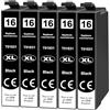 Yowell 5x cartucce per stampante da 16 XL compatibili con Epson 16 16XL nero per Workforce WF-2760 WF-2630 WF-2510 WF-2660 WF-2750 WF-2650 WF-2540 WF-2530 WF-2520