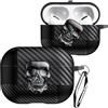 Fofvccv Divertente Custodia 3D per AirPods Pro 2 - Skull Silver | Custodia a Teschio 3D Girevole con Portachiavi Custodia Protettiva Antiurto in Fibra di Carbonio per AirPods Pro 2