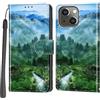 Haninsuze Cover per iPhone 14/13, Portafoglio PU Pelle, Foresta | Interno TPU Antiurto, Anti-Graffio, Fessura per Schede, Supporto Stand, Design Libro, Flip