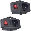 PNGKNYOCN Modulo di ingresso IEC320 Spina 250V 10A 3 pin Adattatore per spina per montaggio a pannello Fusibile con interruttore a pulsante rosso Presa di alimentazione (2-pack)