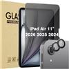 ProCase 1 Pezzi Pellicola Privacy iPad Air 11 Pollici M2/M3 2024/2025 + 2 Pezzi Camera Lens Protector Abbinato ai Colori dell'iPad, Vetro Temperato Privacy iPad Air 11" A3266 A2902 -Grigio
