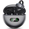ROTRES Cuffie sportive a conduzione ossea,design innovativo con clip auricolare per corsa e fitnes,durata della batteria di 180 ore,vestibilità sicura, resistenti all'acqua e alla polvere(Nero)