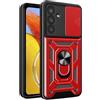 HONLEN Custodia Adatta per Samsung Galaxy A15 (4G) / Samsung Galaxy A15 5G (6.5 Inches), Cover per PC Armor Anello kickstand con Base Magnetica - Rosso