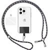 NALIA Cordino per Cellulare con Patch, Universale Catena per Custodia Telefono 160 CM, Laccio Portachiavi Colorato, Cordino da Collo con Ciondolo con Gancio in Metallo, Colore:Nero Multicolore