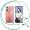 ISOI Cover con Cordino per Samsung Galaxy M13 4G, Custodia Trasparente con Collana Tracolla Laccio Collo Ultra Sottile Morbido TPU Silicone Antiurto AntiGraffio Antiscivolo Case, Verde