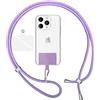 NALIA Cordino per Cellulare con Patch, Universale Catena per Custodia Telefono 160 CM, Laccio Portachiavi Colorato, Cordino da Collo con Ciondolo con Gancio in Metallo, Colore:Viola Colorato