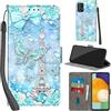Haninsuze Cover per Samsung Galaxy A53 5G Custodia Cover Pelle Libro Portafoglio con Porta Carte Magnetica Protezione Antiurto Cuoio Flip Case Custodia Cover per Samsung A53 5G, Torre
