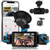 SIXWIN 360° Dashcam 4 Canali 1080P con WiFi e App - Visione a 360° con 4 Telecamere, Display da 3 Pollici, Visione Notturna, Sensore G, Monitoraggio Parcheggio 24/7, Registrazione in Loop
