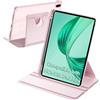 A-BEAUTY Custodia Rotante Compatibile con Honor Pad X8a/X8b 11 Pollici 2024/2026 con Portapenne, Rotazione a 360 Gradi Supporto Cover Chiaro Retro, Rosa