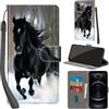 PHINIENLAND Cover per iPhone 13 Pro Max custodia portafoglio Cavallo nero | 3 scomparti carte, 1 tasca banconote, Chiusura magnetica, Supporto, Pelle PU flip cover per iPhone 13 Pro Max