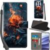 PHINIENLAND Cover per Xiaomi Redmi Note 14 Pro 4G/5G /Note 14 Pro+ 5G Case PU Pelle Custodia [Kickstand] [Chiusura magnetica] [Slot per Schede], Portafoglio Flip Custodia per Xiaomi Poco X7,Farfalla dorata,Fiamma