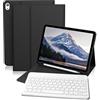 GKABXY Custodia con tastiera per iPad (A16) 10/11 generazione, 10,9/11 pollici, cover posteriore in TPU morbido con portapenne, tastiera magnetica rimovibile, layout QWERTZ, nero