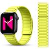 NALIA Nexus Cinturino Magnetico in Silicone per Apple Watch 44/45/46/49mm | Giallo Neon, Series 4-12, SE e Ultra, Chiusura magnetica ad anello, Design a coste, Silicone resistente all'acqua