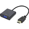 Jsdoin Adattatore attivo da HDMI a VGA (da maschio a femmina), 1080p per PC, monitor, proiettore, HDTV, Xbox (colore: nero1)
