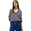 Tommy Jeans Donna Pullover Essential con Scollo a V, Viola (Vintage Iris/Stripe), M