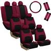 FH Group FB030217-COMBO - Set di coprisedili in tessuto leggero e ventilato, colore: Borgogna/Nero