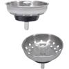 KONE 2 filtri di ricambio per lavello da cucina, per scarichi standard da 3-1/2 pollici, in acciaio inox spazzolato, pomello centrale in metallo con tappo in gomma